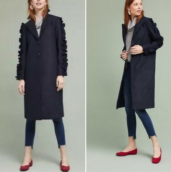 Anthropologie Jackets & Blazers - Anthropologie The Fifth Label Women Double Breast Narrative Ruffle Slv Coat sz S